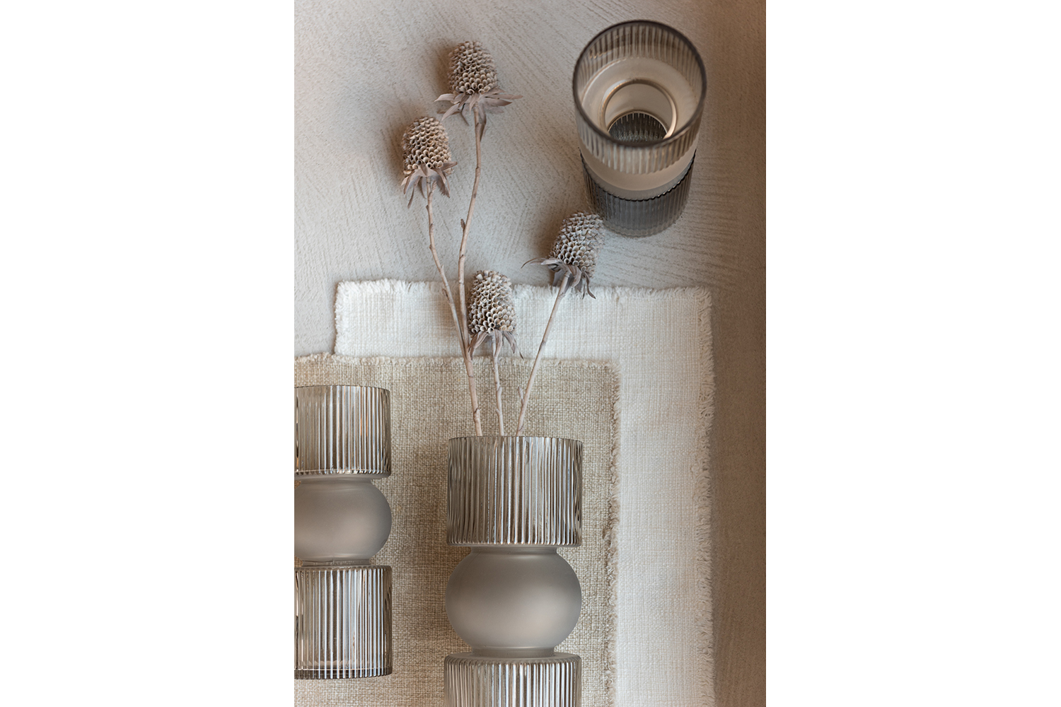 Glass Vase Candle Holder | Grey | Small