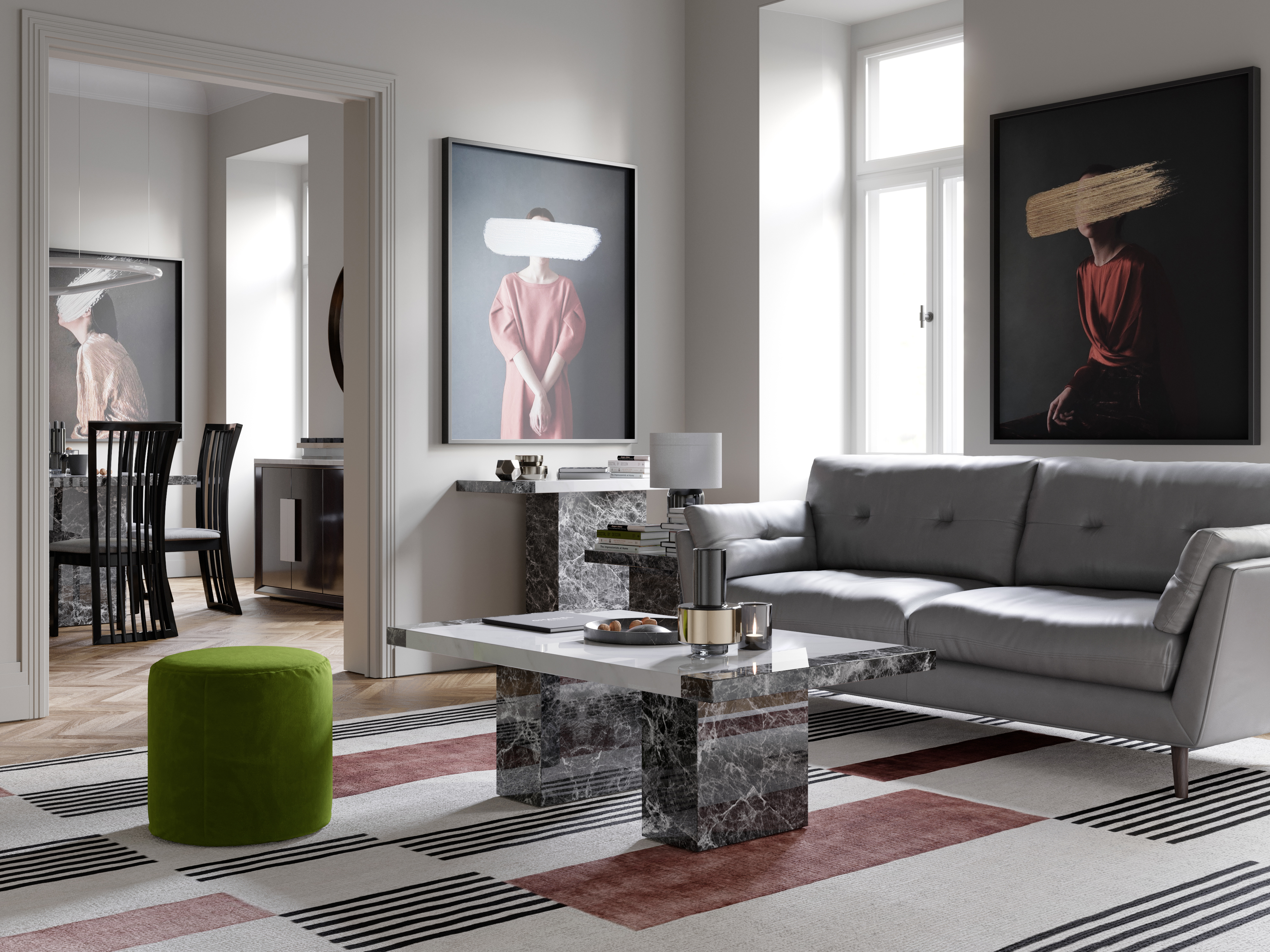 Mainz Lamp Table | Grey & White