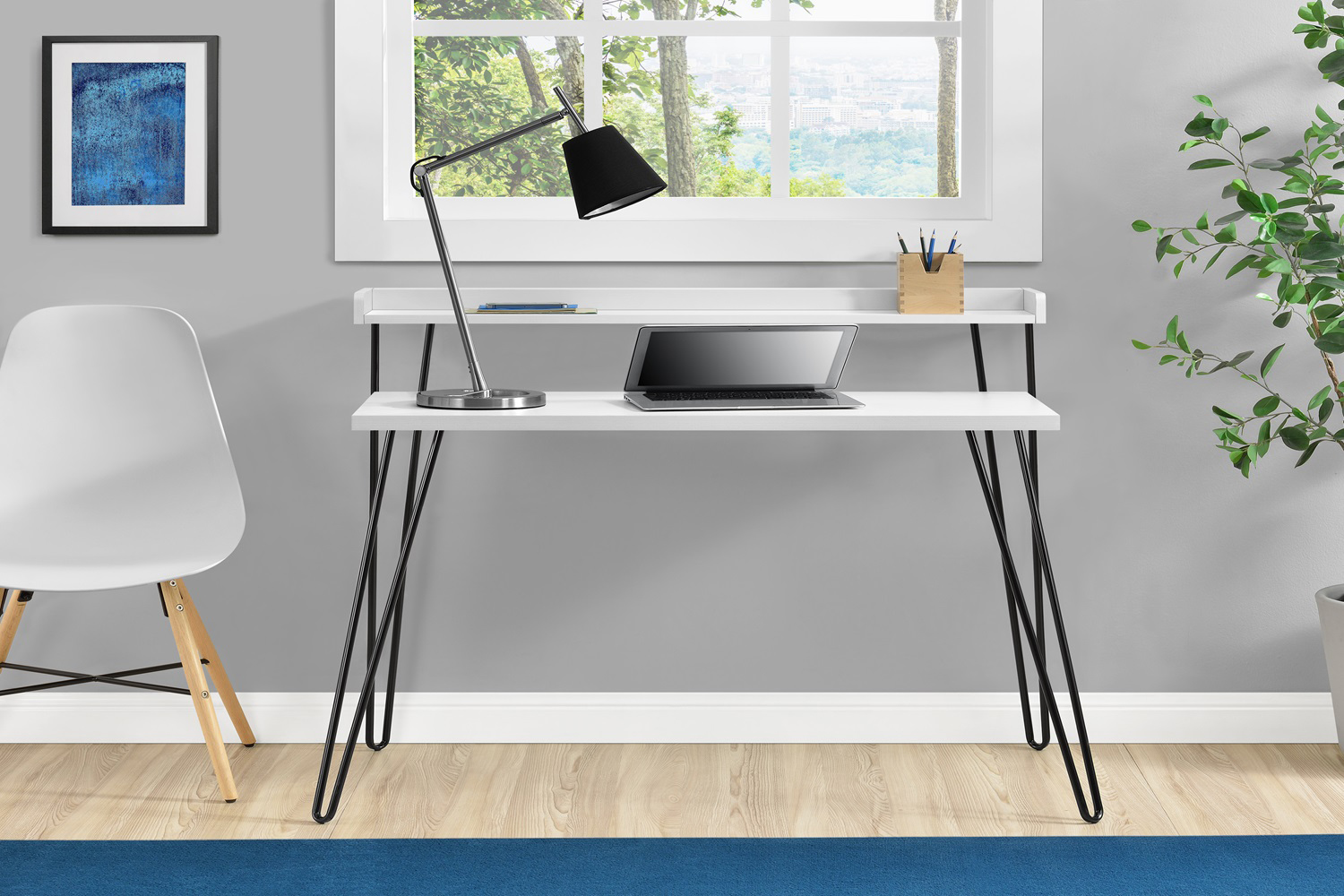 Dorel Haven Retro Desk with Riser | White