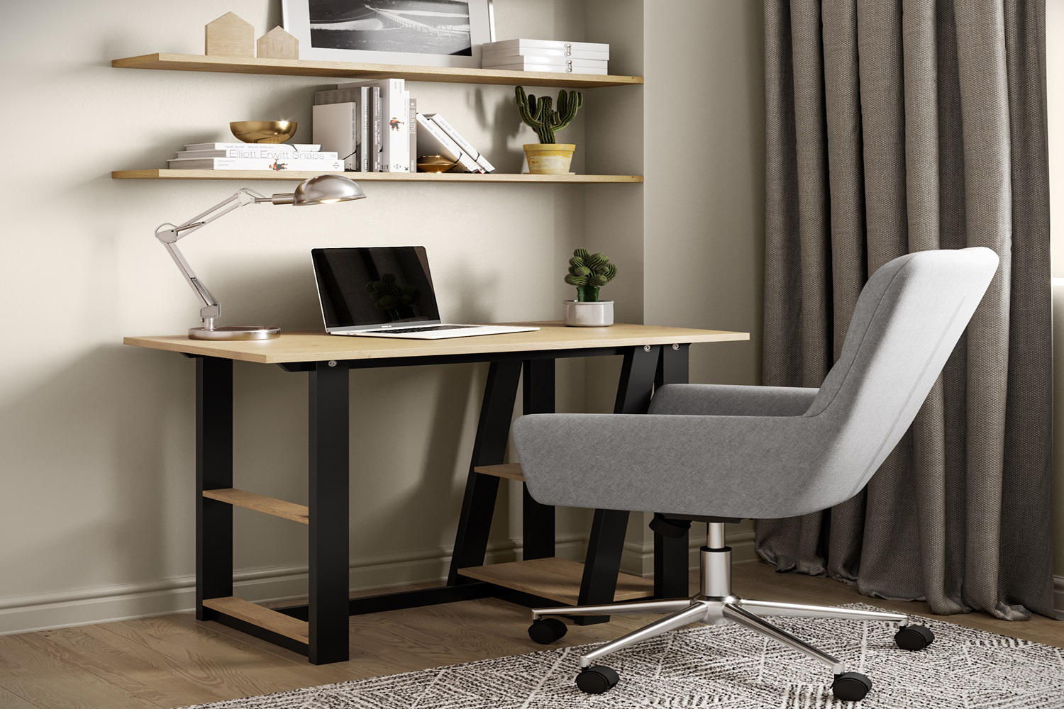 Dorel Penzance Desk | Light Brown/Black