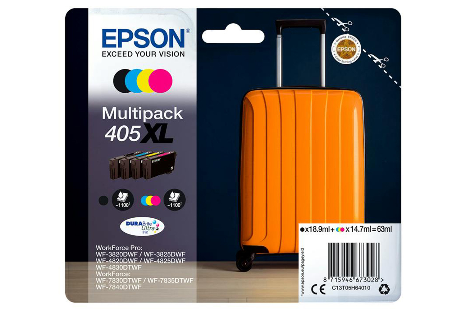 Epson 405XL Suitcase Durabrite Ultra Multipack Ink | 4 Colours