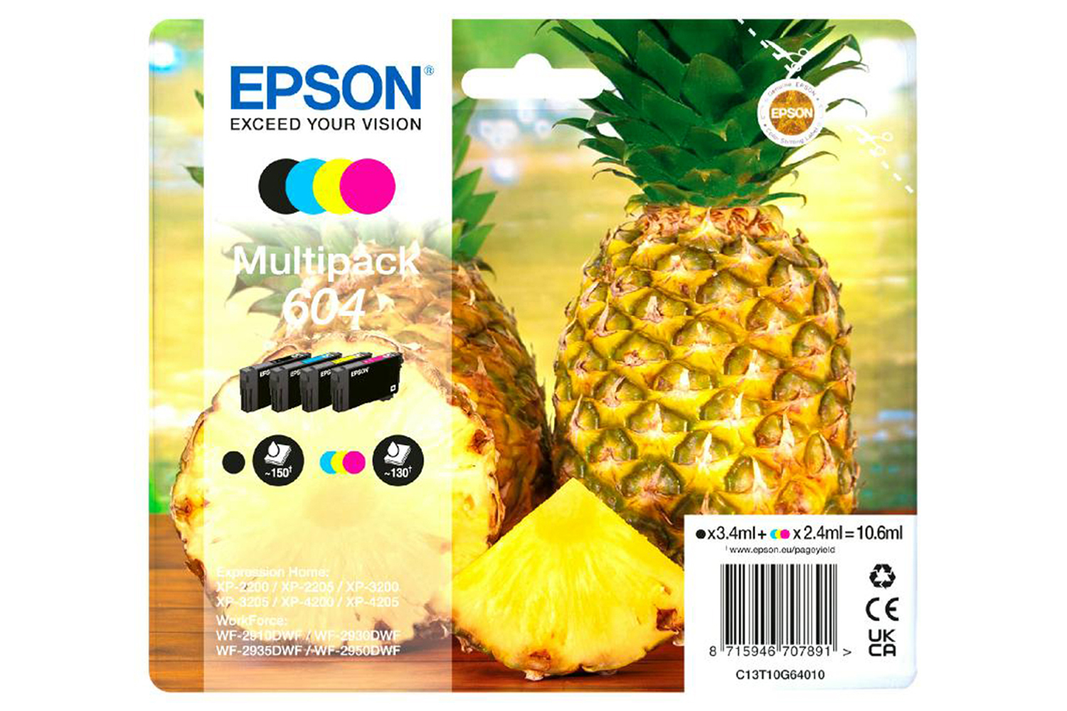 Epson 604 Pineapple Individual Genuine Ink | 4 Colours | Multipack
