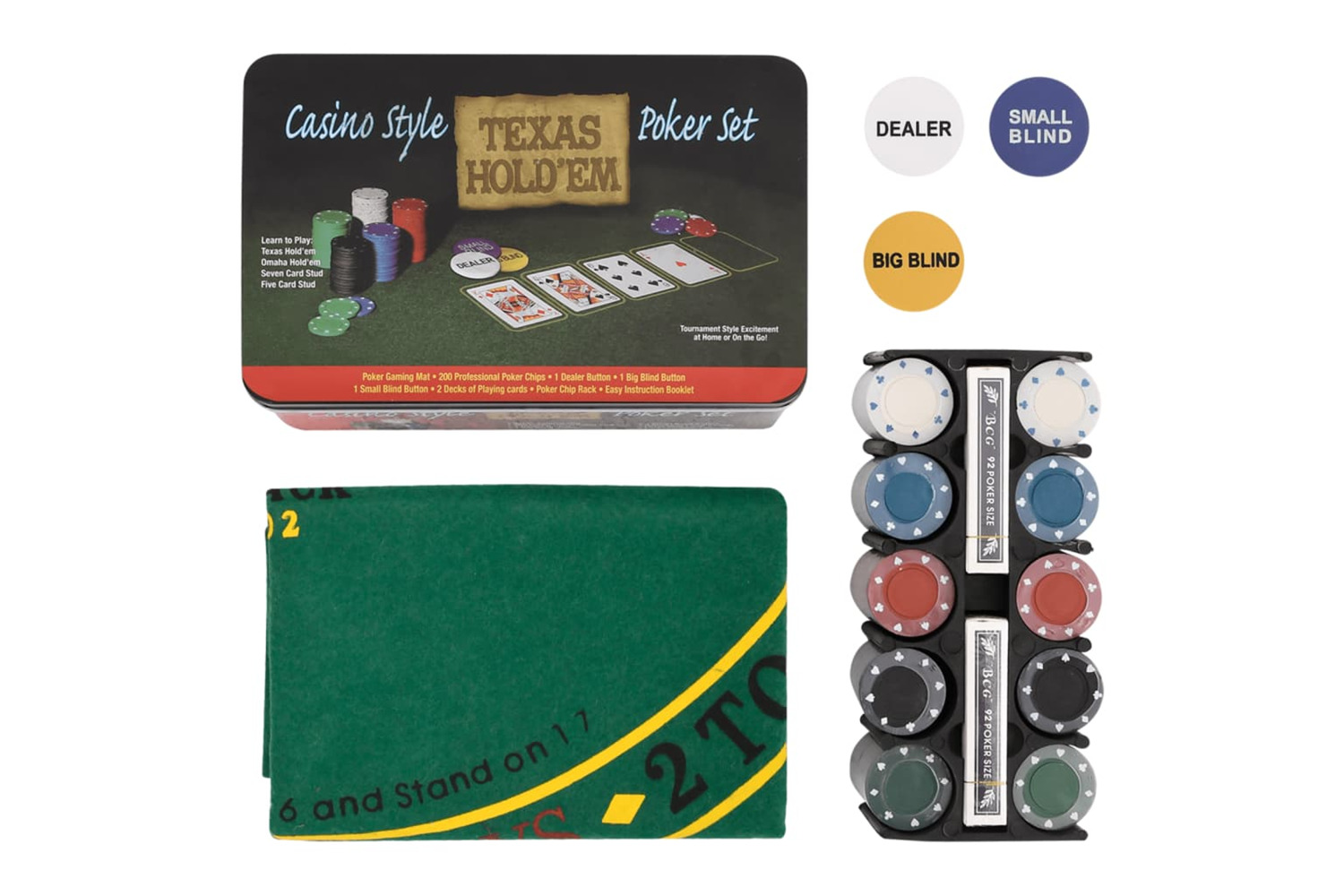 vidaXL 80418 Poker Chip Set 200 Pcs 4 G