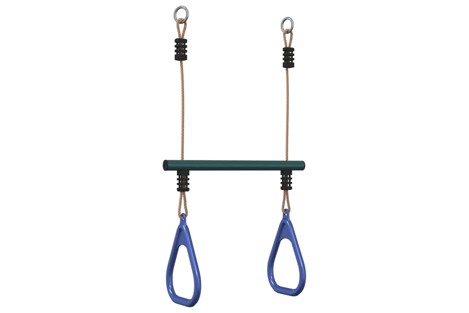 vidaXL 4009276 Trapeze Bar With Gym Rings For Kids Blue And Dark Green Steel