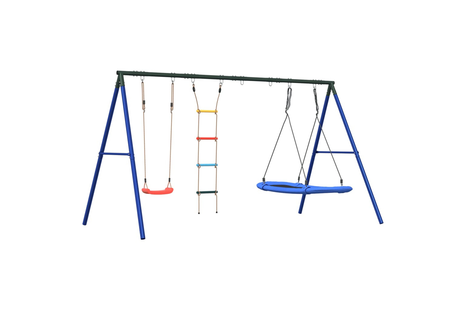 vidaXL 3283632 Outdoor Swing Set With Swing, Ladder, Nest Swing