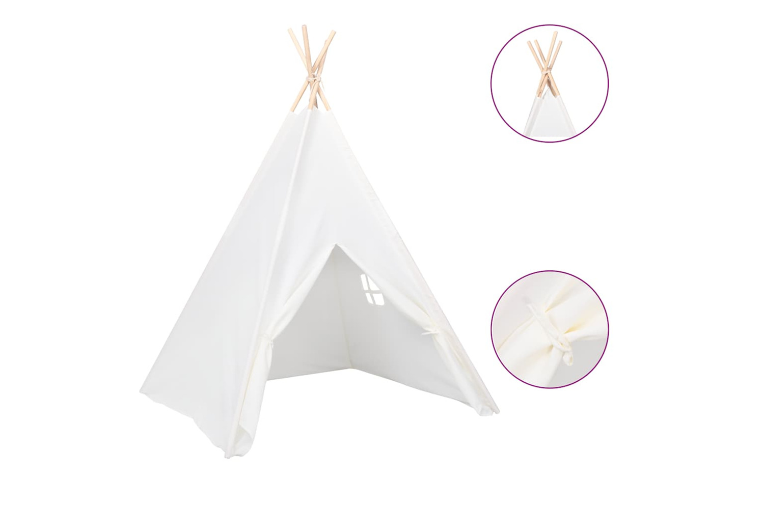 Vidaxl Children Teepee Tent With Bag Peach Skin White 120x120x150 Cm
