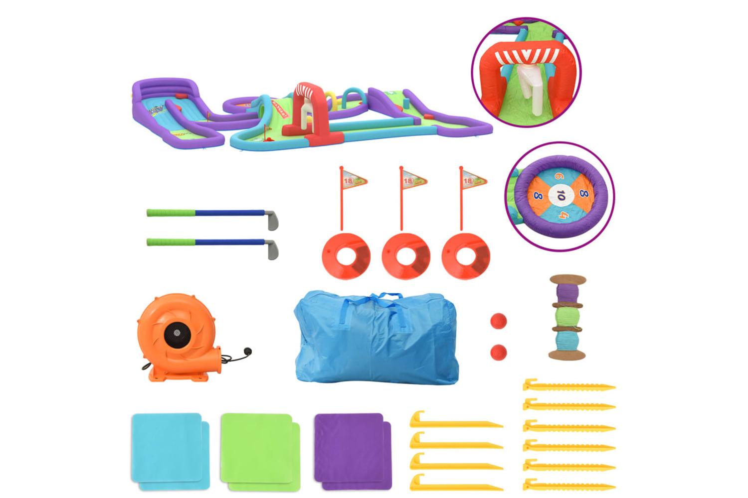 Happy Hop - 94249 Inflatable Golf Play Centre 370x303x64 Cm