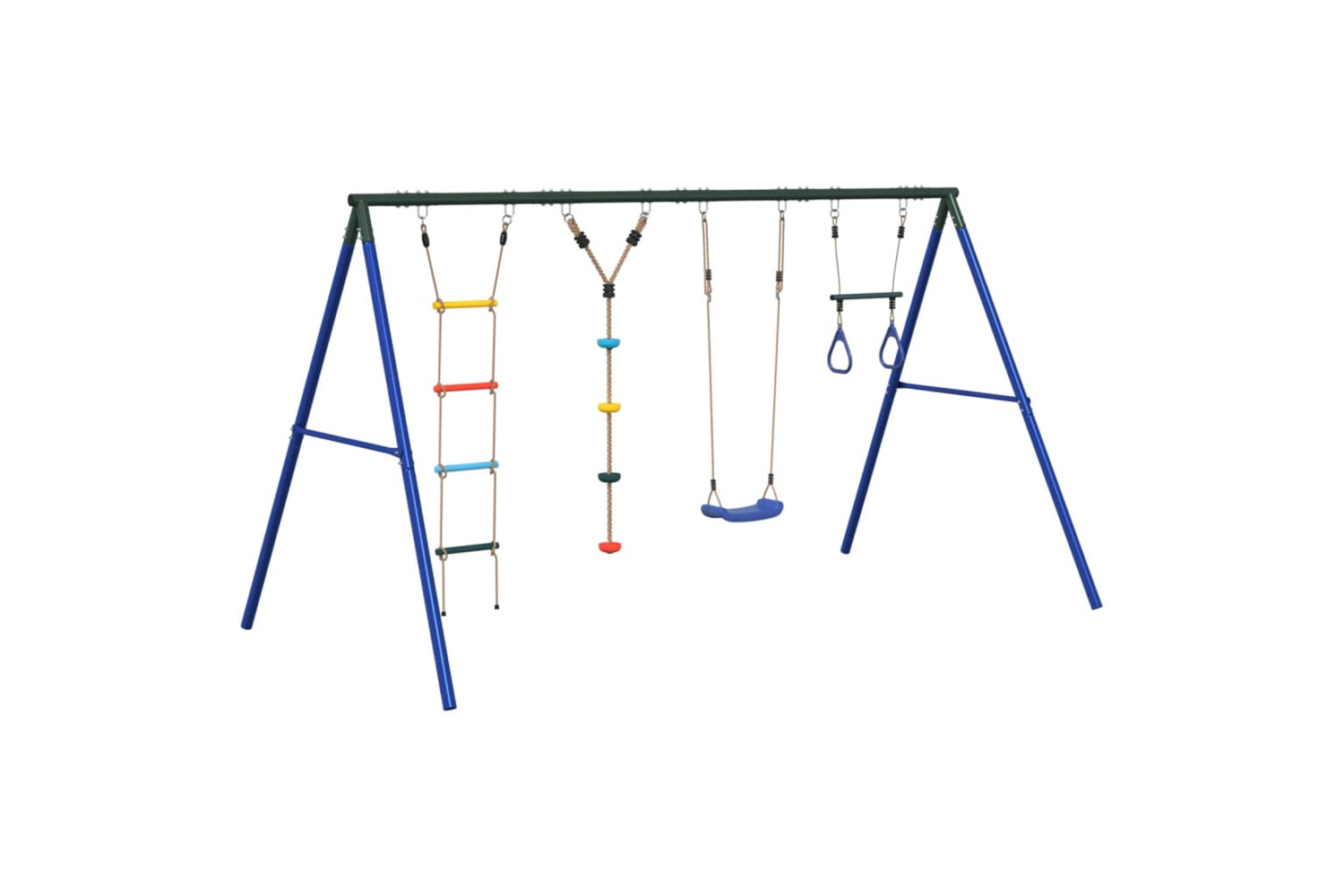 vidaXL 3283614 Outdoor Swing Set With Swing. Trapeze. Ladder. Disc Swing