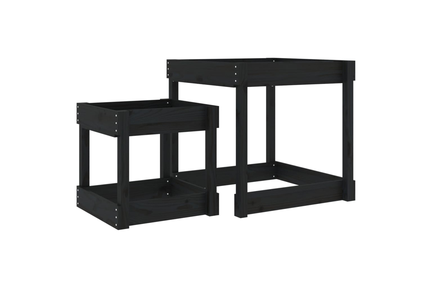 vidaXL 825055 Sand Tables 2 Pcs Black Solid Wood Pine