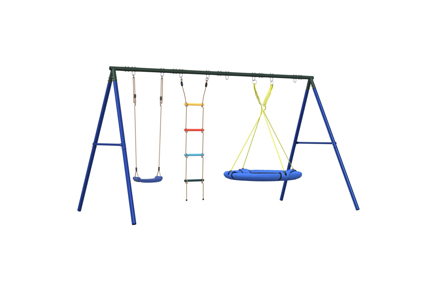 vidaXL 3283617 Outdoor Swing Set With Swing, Ladder, Saucer Swing