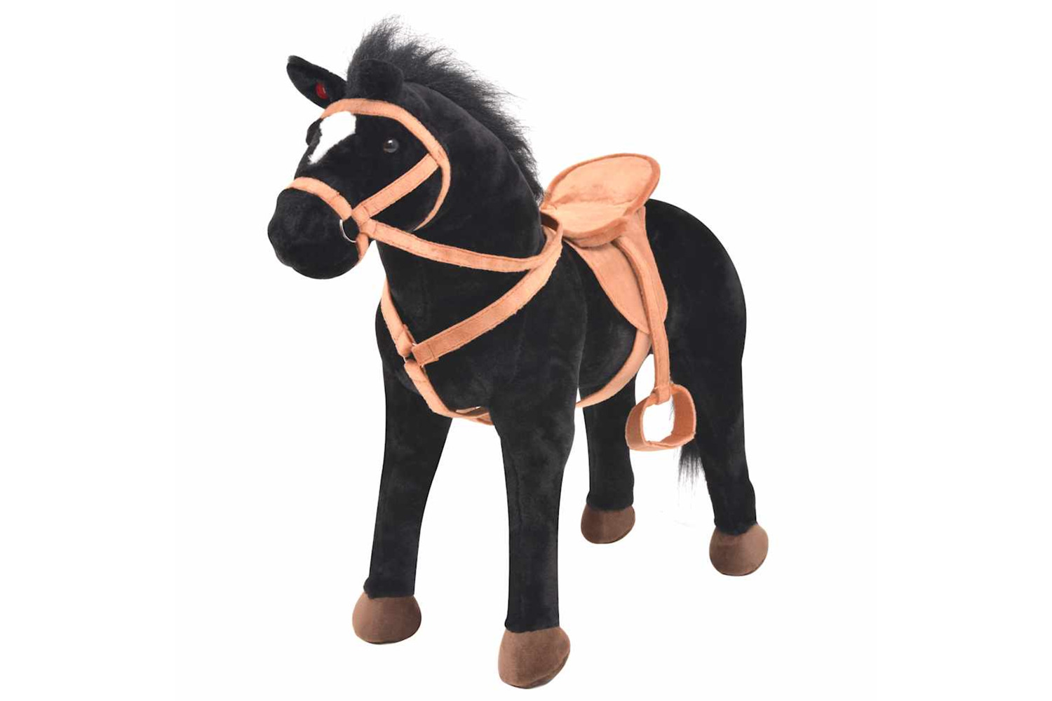 Vidaxl Standing Toy Horse Plush Black