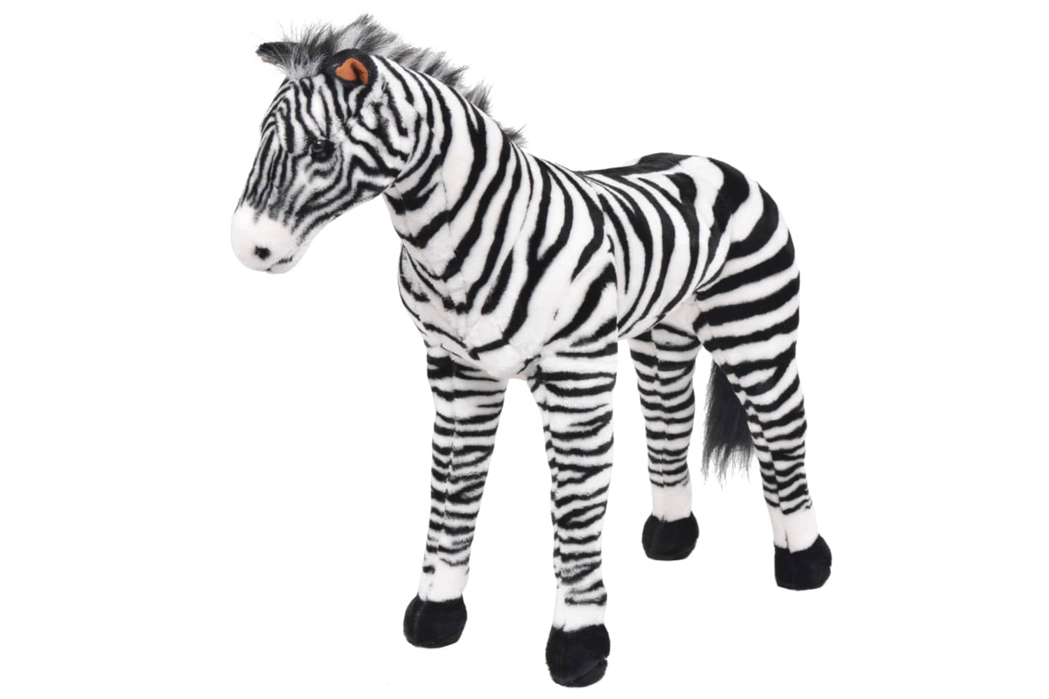 vidaXL 91335 Standing Plush Toy Zebra Black And White Xxl