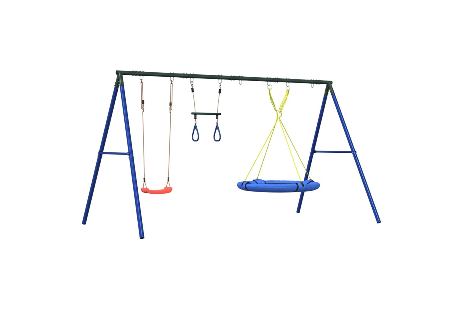 vidaXL 3283629 Outdoor Swing Set With Swing, Trapeze, Saucer Swing