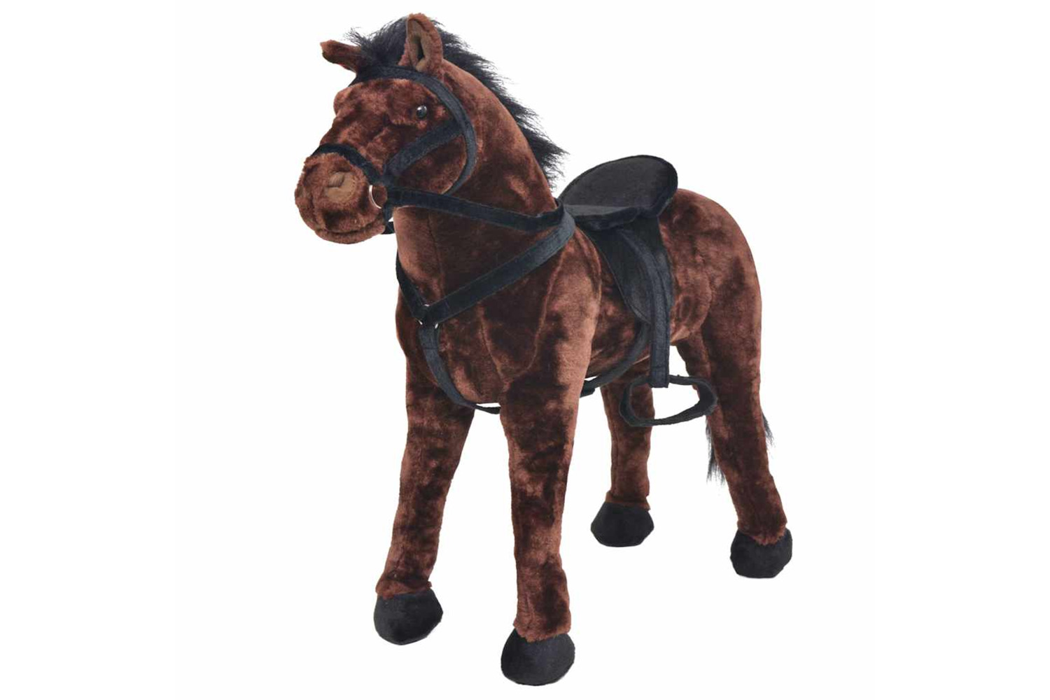 Vidaxl Standing Plush Toy Horse Dark Brown Xxl