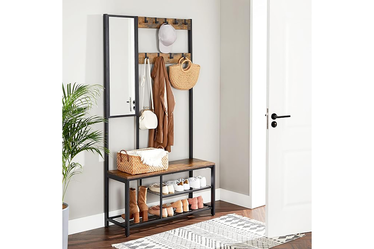 Vasagle Coat Rack & Shoe Rack | Rustic Brown/Black