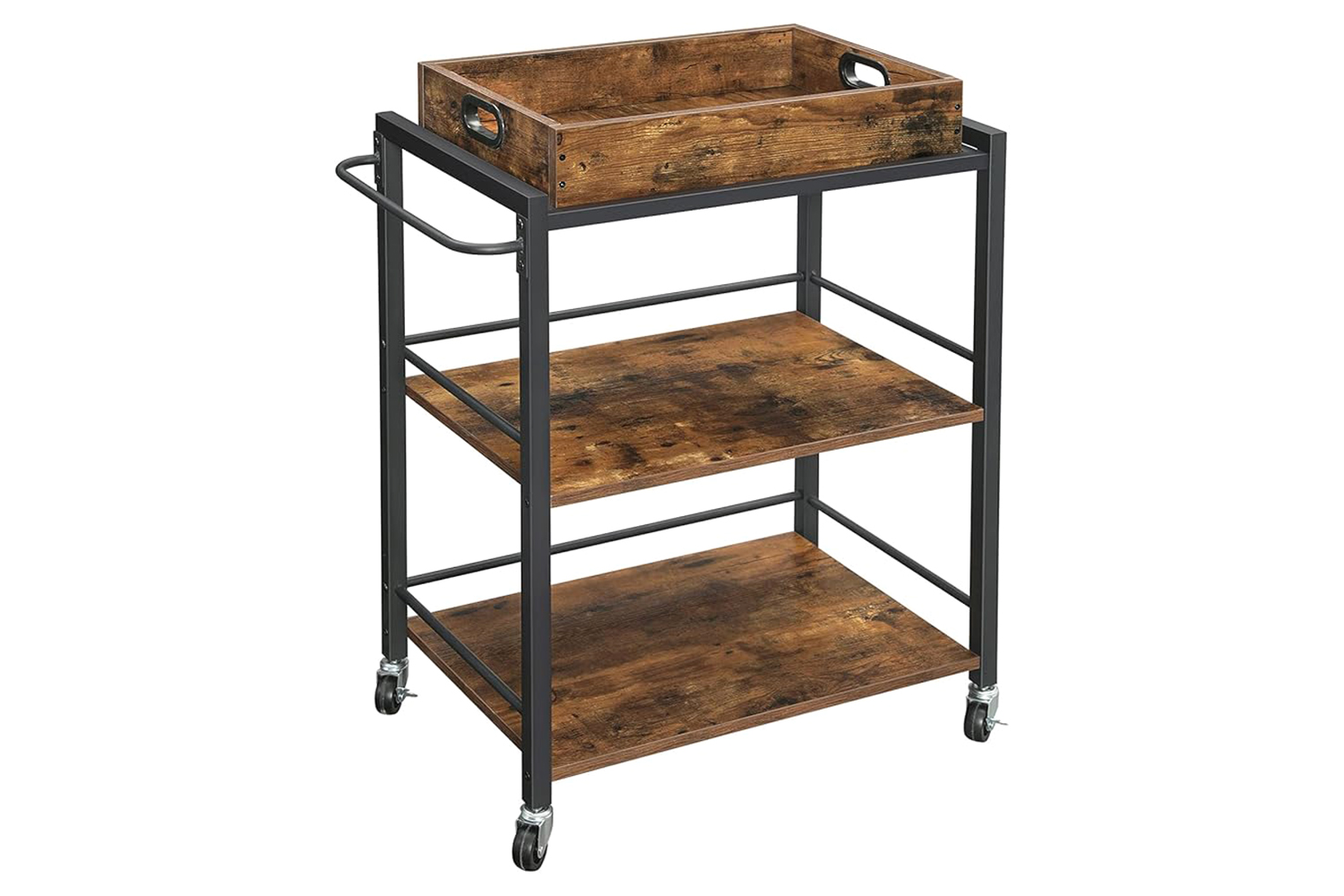 Vasagle Kitchen Serving Cart with Removable Tray | Rustic Brown/Black