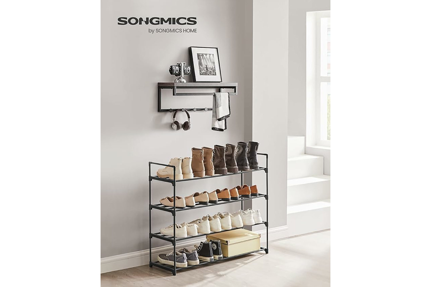 Songmics 4-Tier Shoe Rack | Black