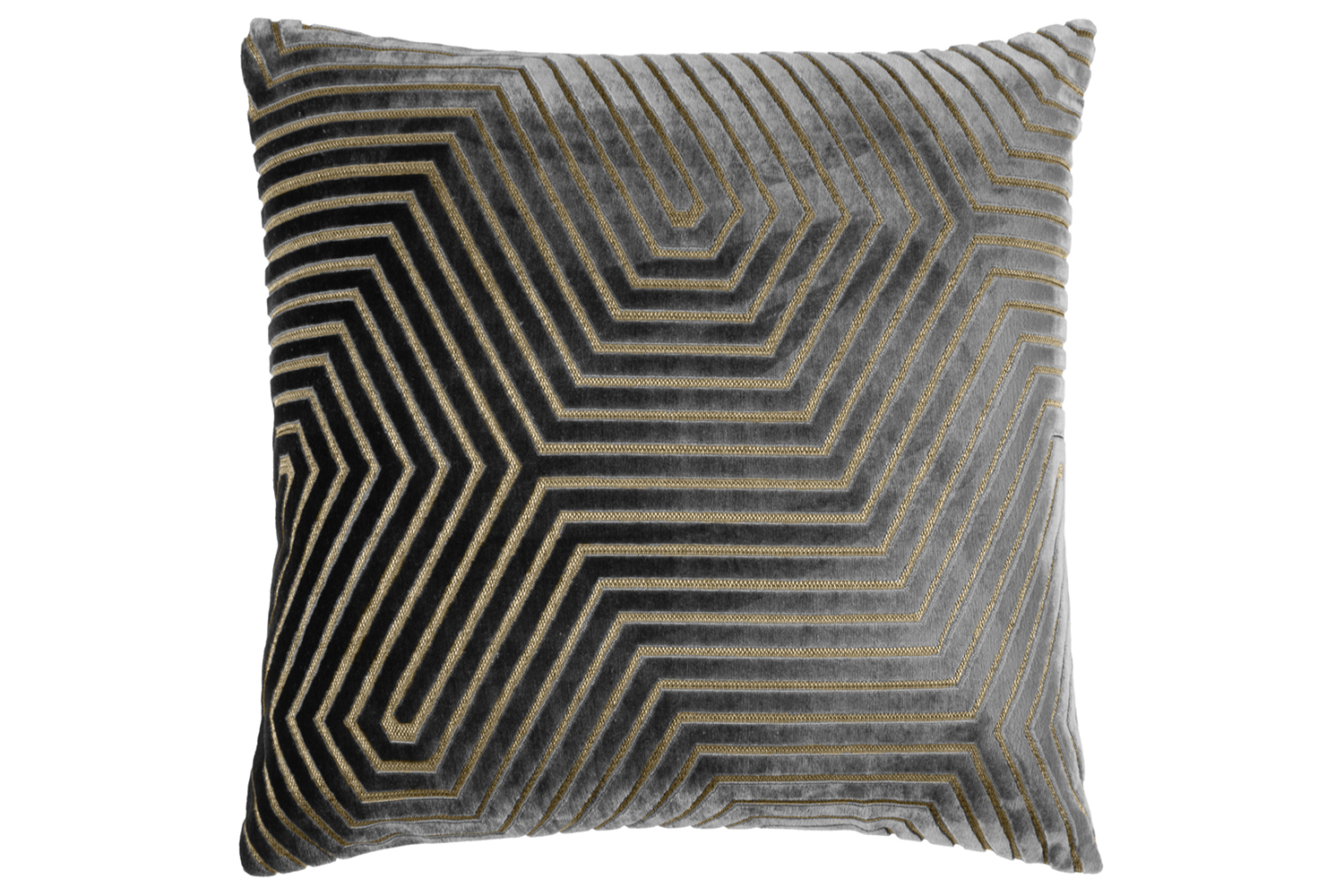 Evoke Feather Cushion | Charcoal/Gold | 45 x 45 cm