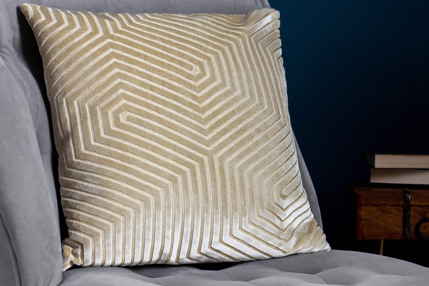 Evoke Feather Cushion | Ivory/Gold | 45 x 45 cm