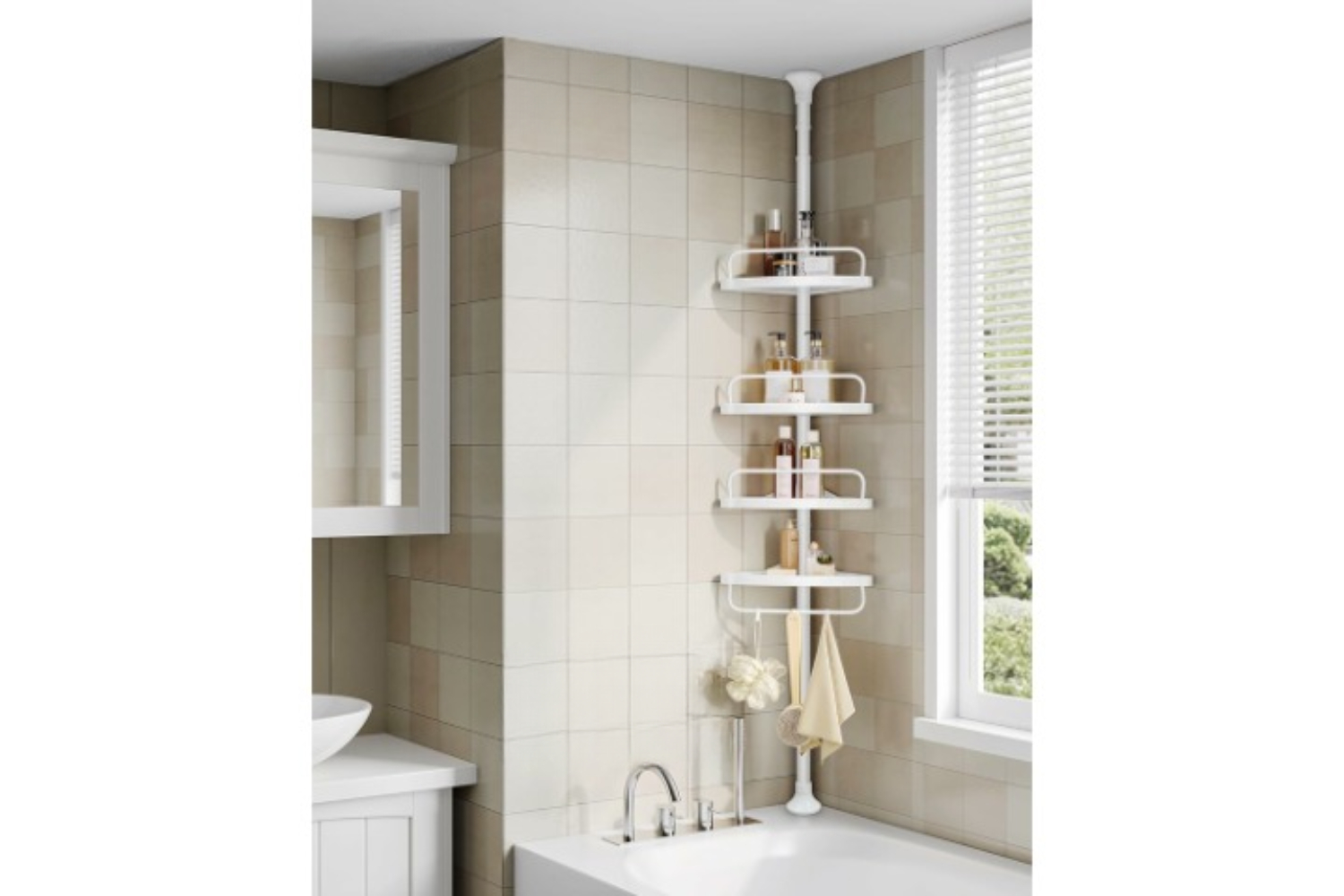 Songmics Adjustable Bathroom Corner Shower Shelf with 4 Shelves | Black