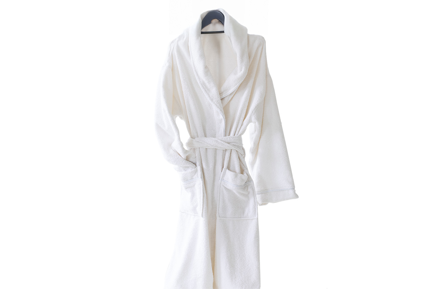 Cotton Terry Shawl Collar Large Bathrobe | White