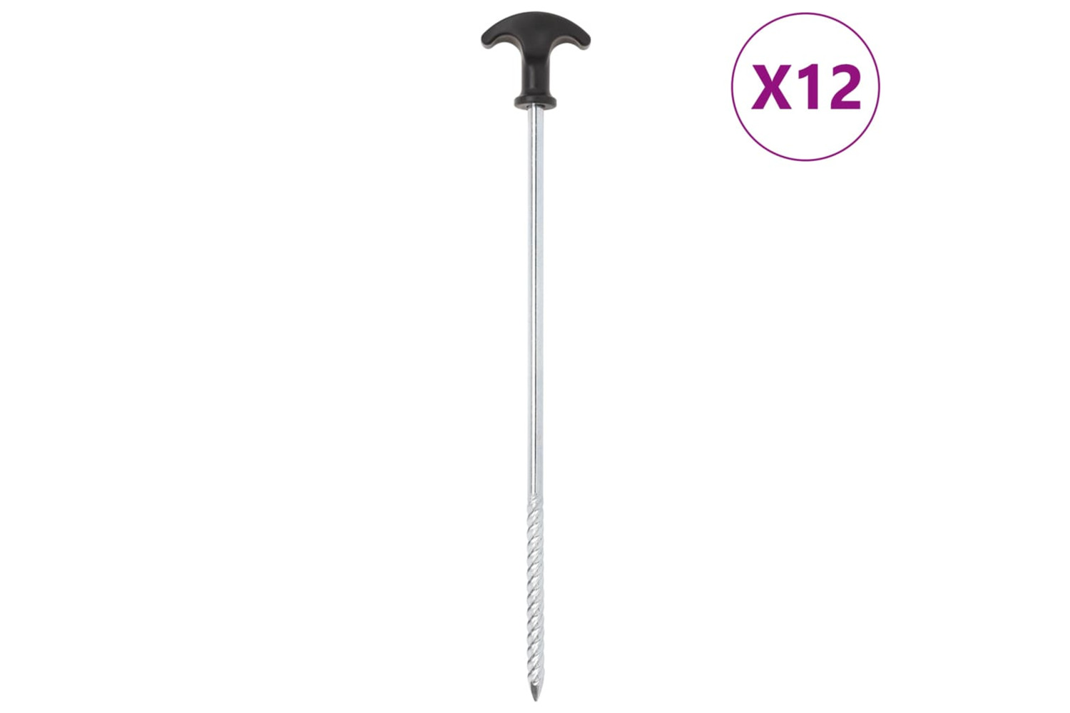 vidaXL 4009321 Tent Pegs 12 Pcs 30cm x 7mm Galvanised Steel