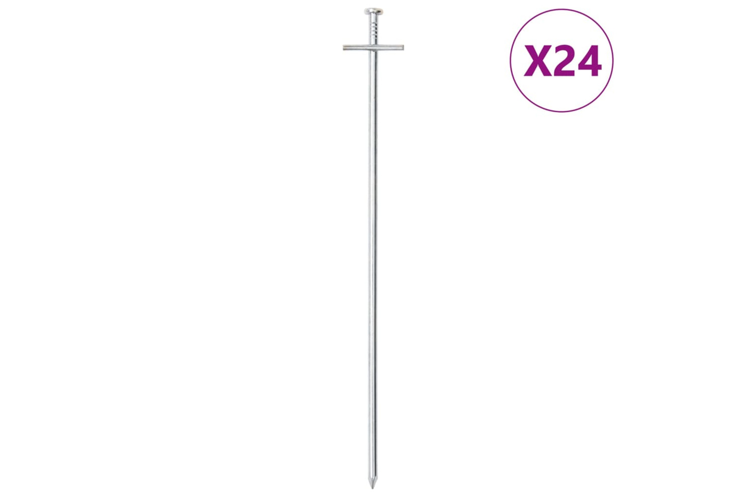 vidaXL 4009340 Tent Pegs 24 Pcs 29.5cm x 6mm Galvanised Steel