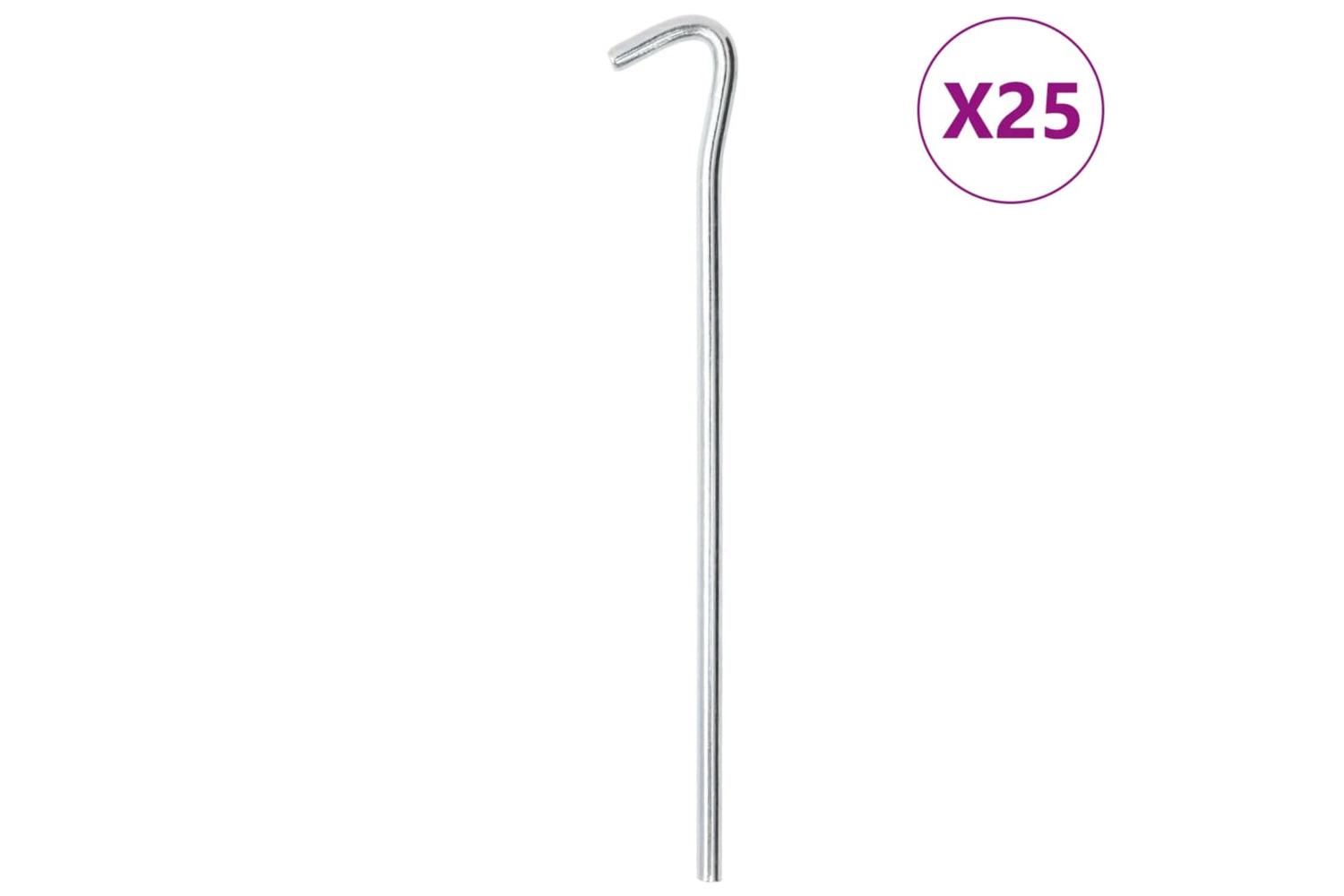 vidaXL 4009335 Tent Pegs 25 Pcs 23cm x 7mm Galvanised Steel