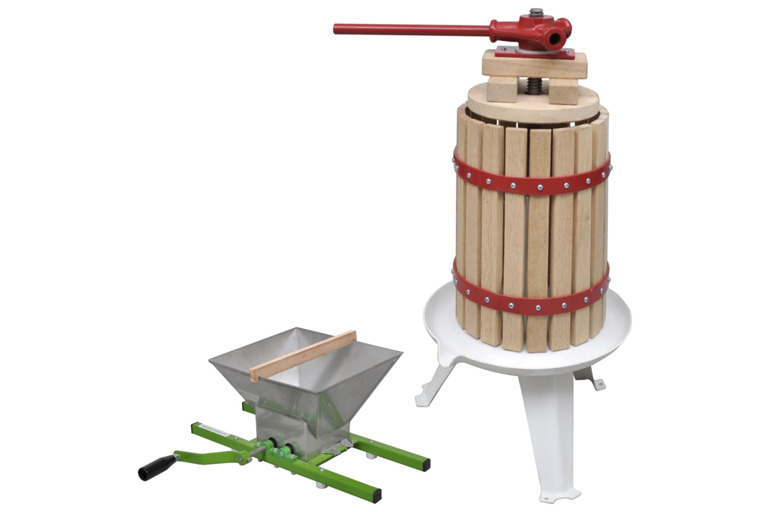 vidaXL 277148 2 Piece Fruit & Wine Press And Crusher Set