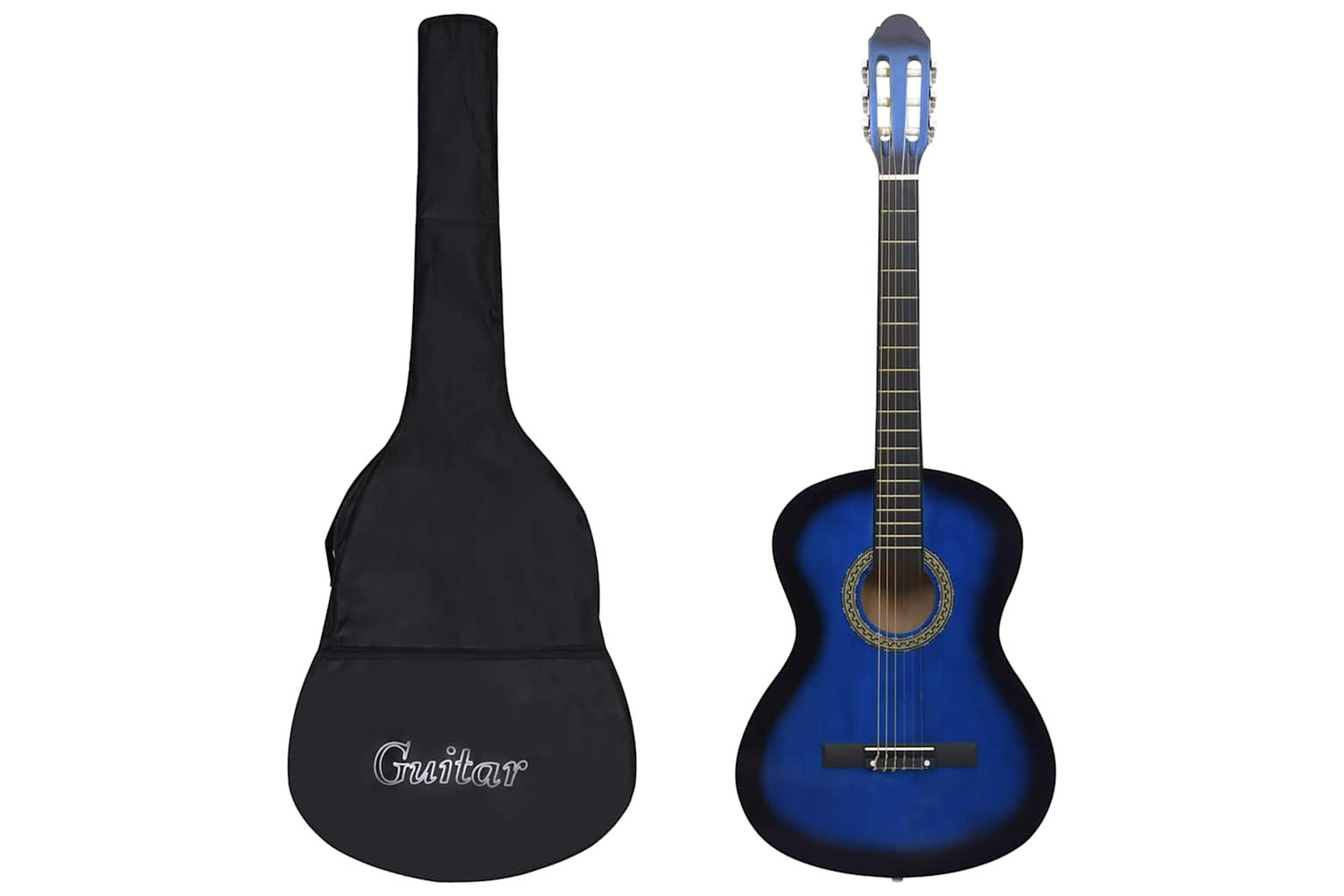 Vidaxl 12 Piece Classical Guitar Beginner Set Blue 4/4 39"
