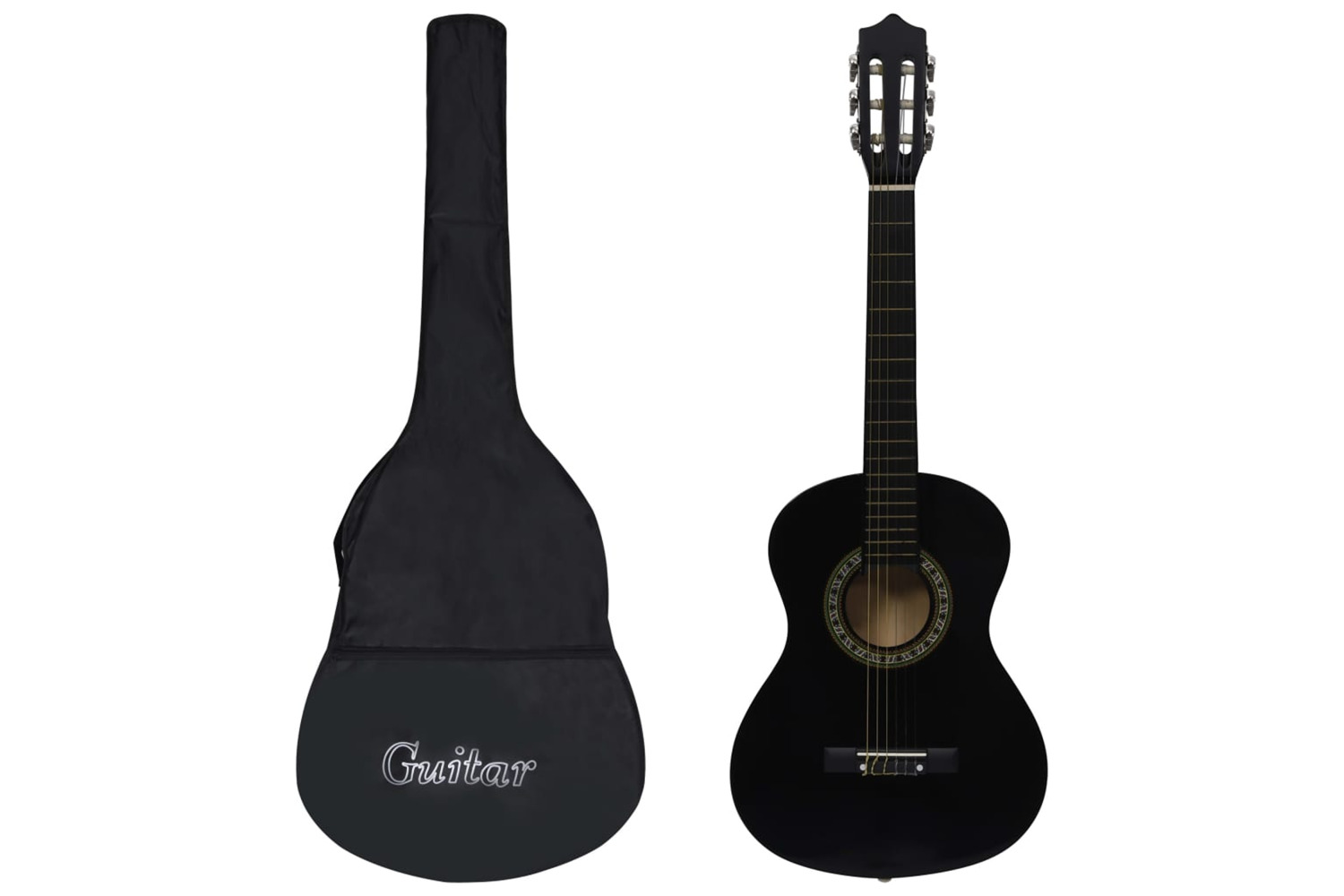 vidaXL 3055604 Classical Guitar For Beginner And Kid With Bag Black 1/2 34"