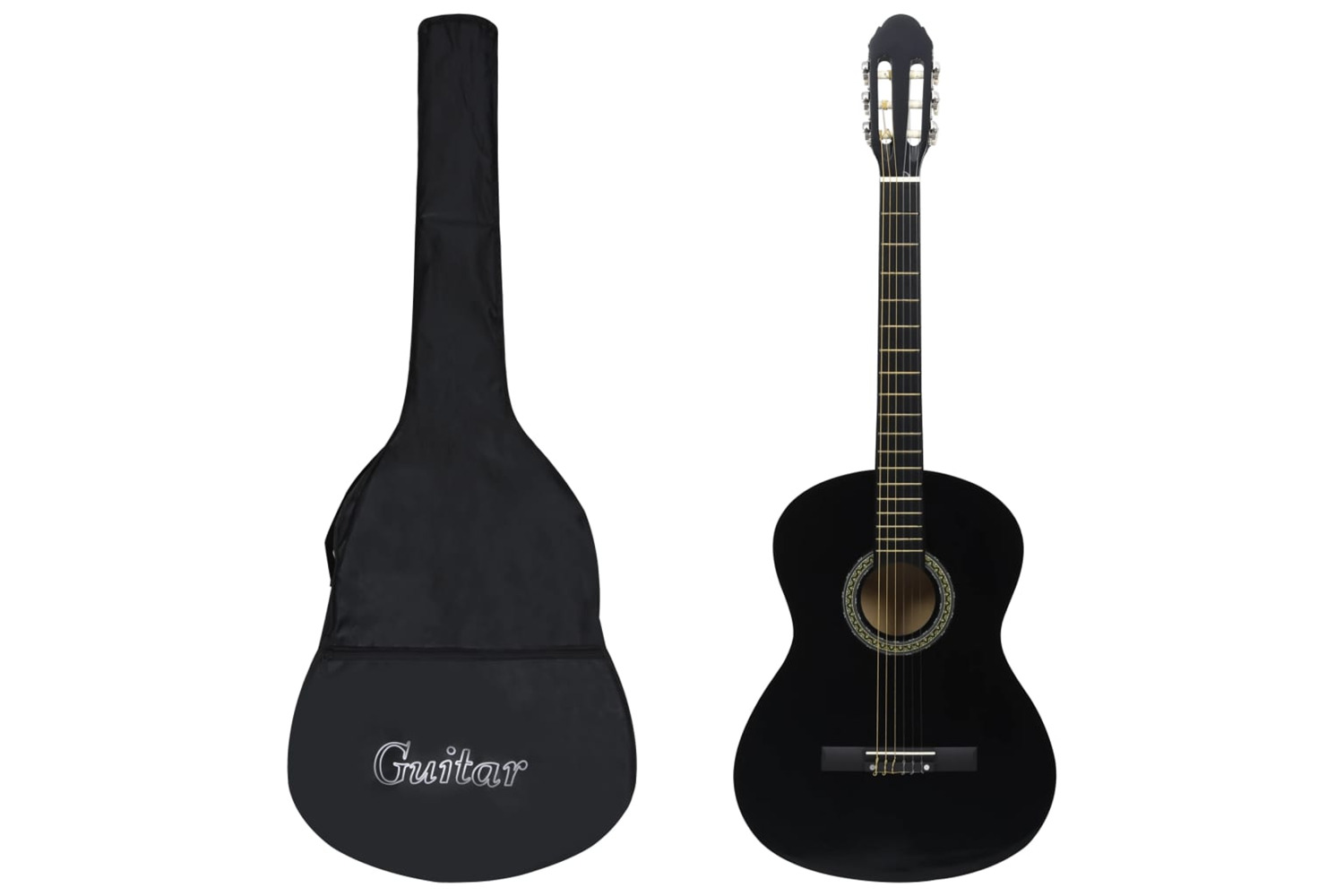 vidaXL 3055600 Classical Guitar For Beginner With Bag Black 4/4 39"