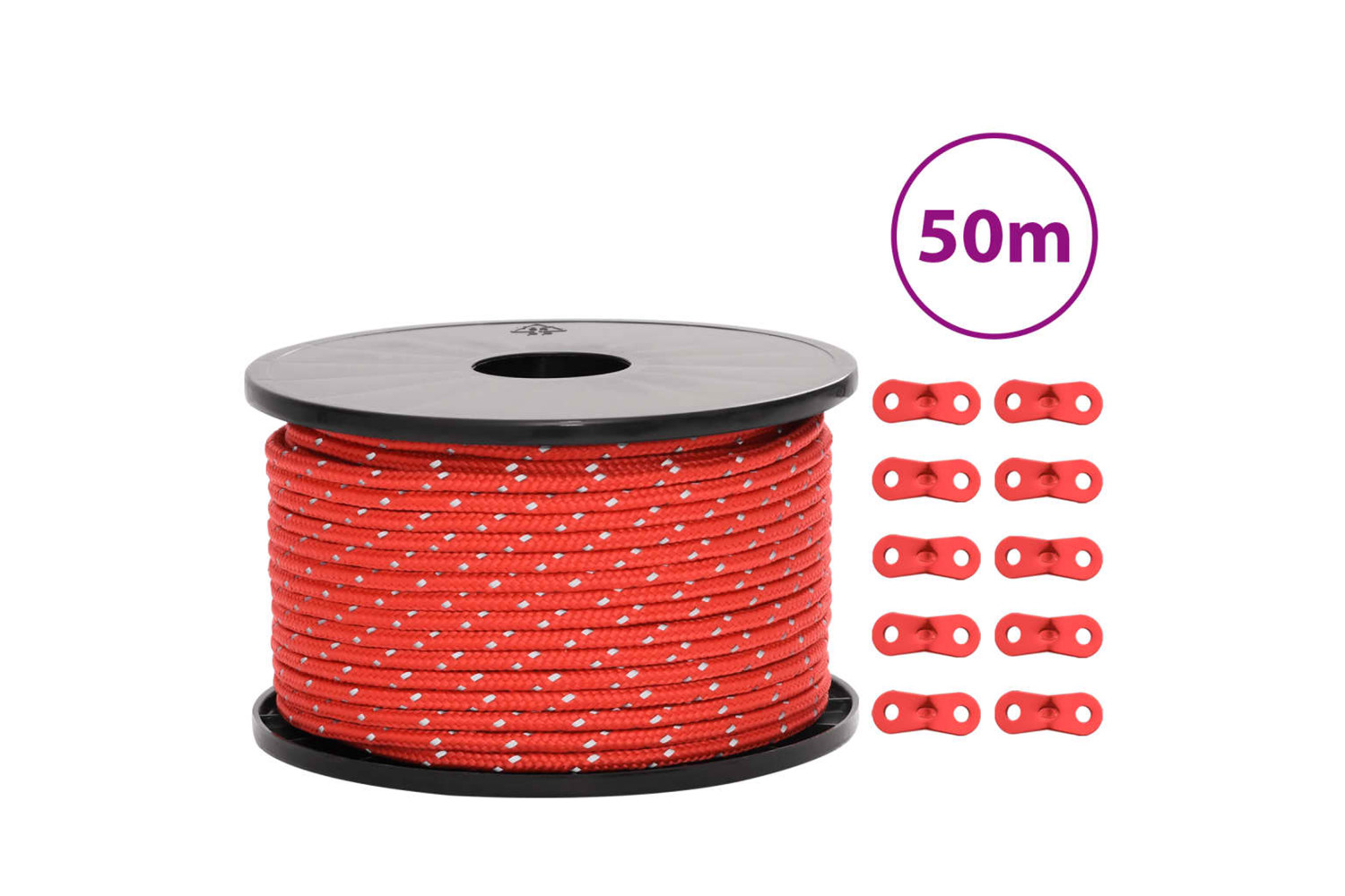 vidaXL 4008129 Tent Guy Rope With Reflective Strips And Spanners 50 M 5mm