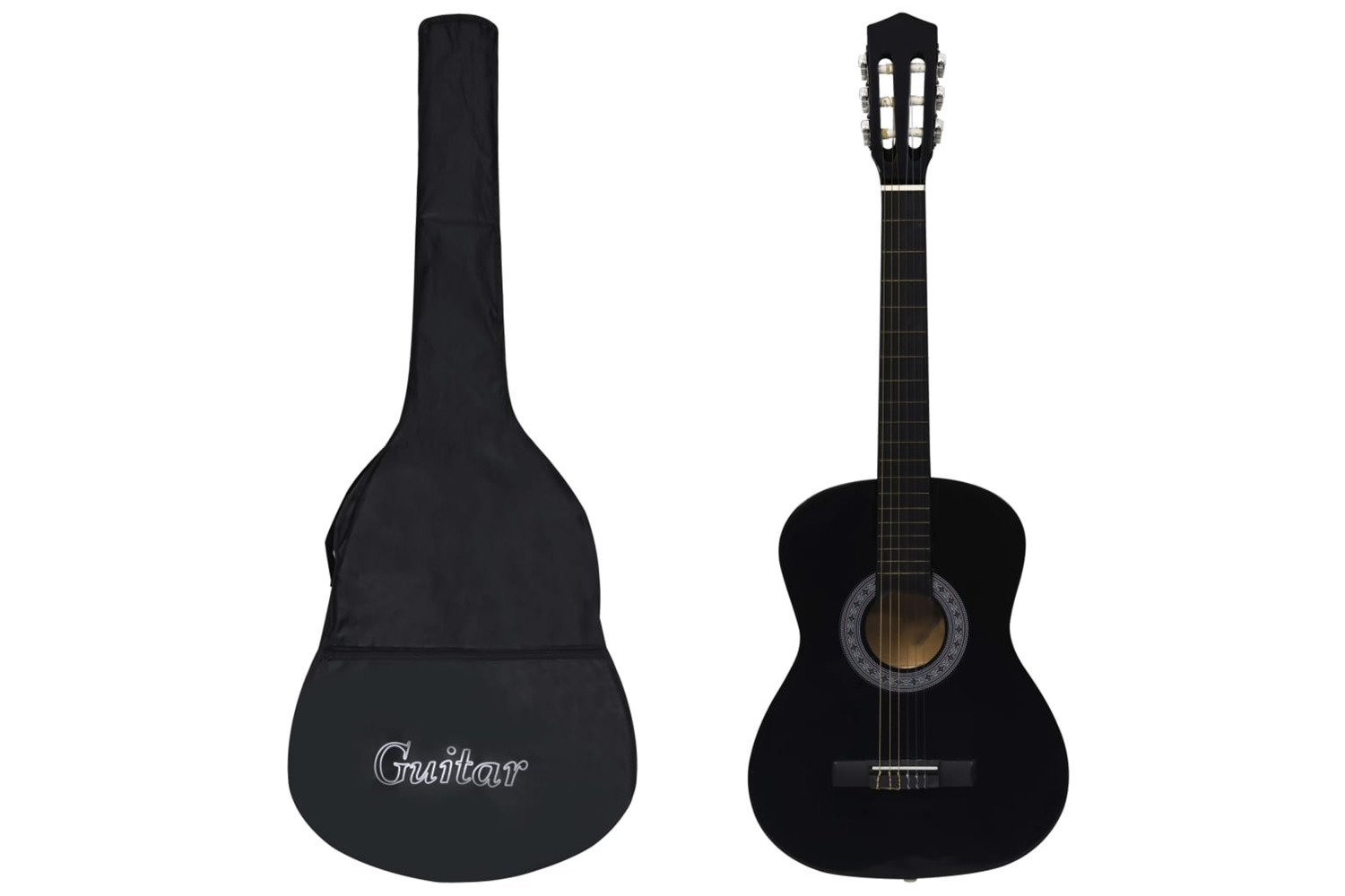 vidaXL 3055889 Classical Guitar For Beginner With Bag Black 3/4 36"