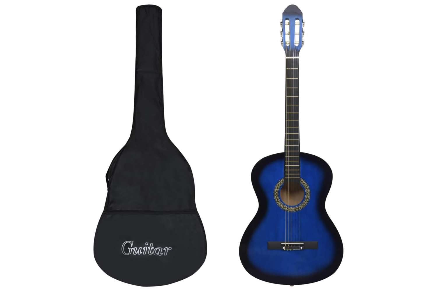 vidaXL 3055599 Classical Guitar For Beginner With Bag Blue 4/4 39"