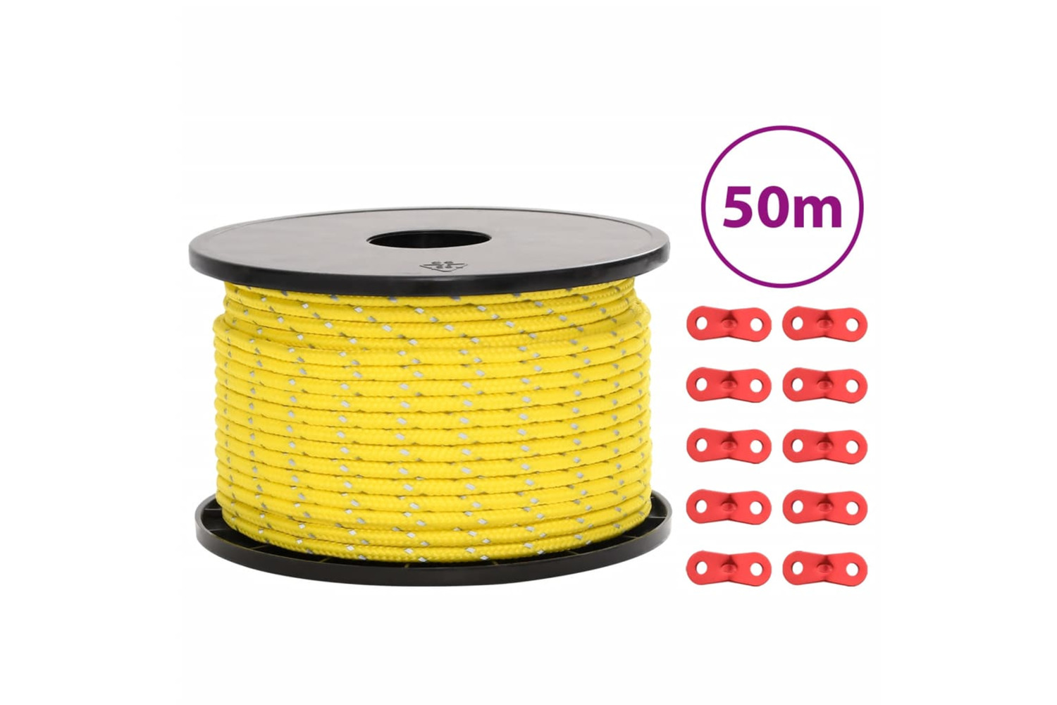 vidaXL 4008131 Tent Guy Rope With Reflective Strips And Spanners 50 M 5mm