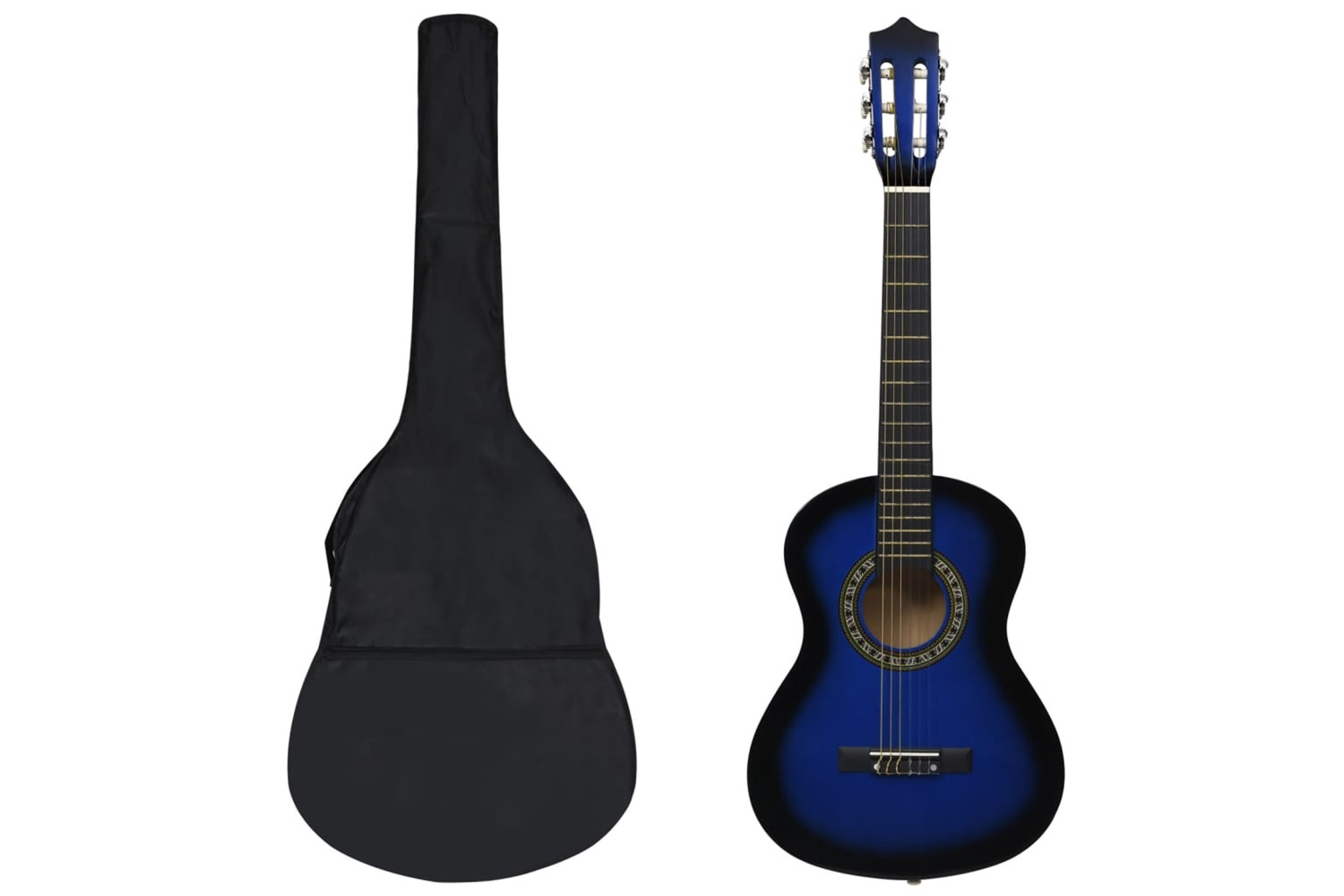 Vidaxl 8 Piece Classical Guitar Beginner Set Blue 1/2 34"