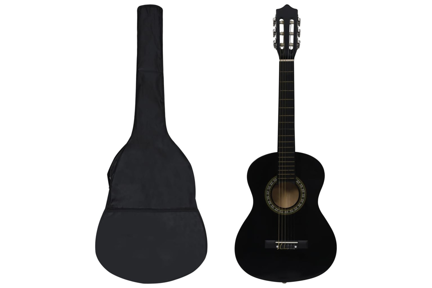 vidaXL 70127 8 Piece Classical Guitar Beginner Set Black 1/2 34"