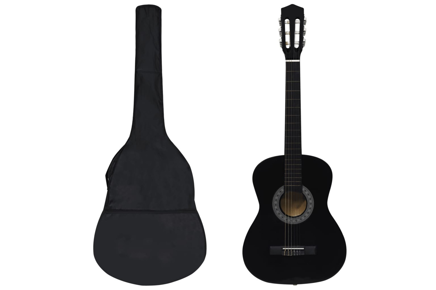 Vidaxl 8 Piece Classical Guitar Beginner Set Black 3/4 36"