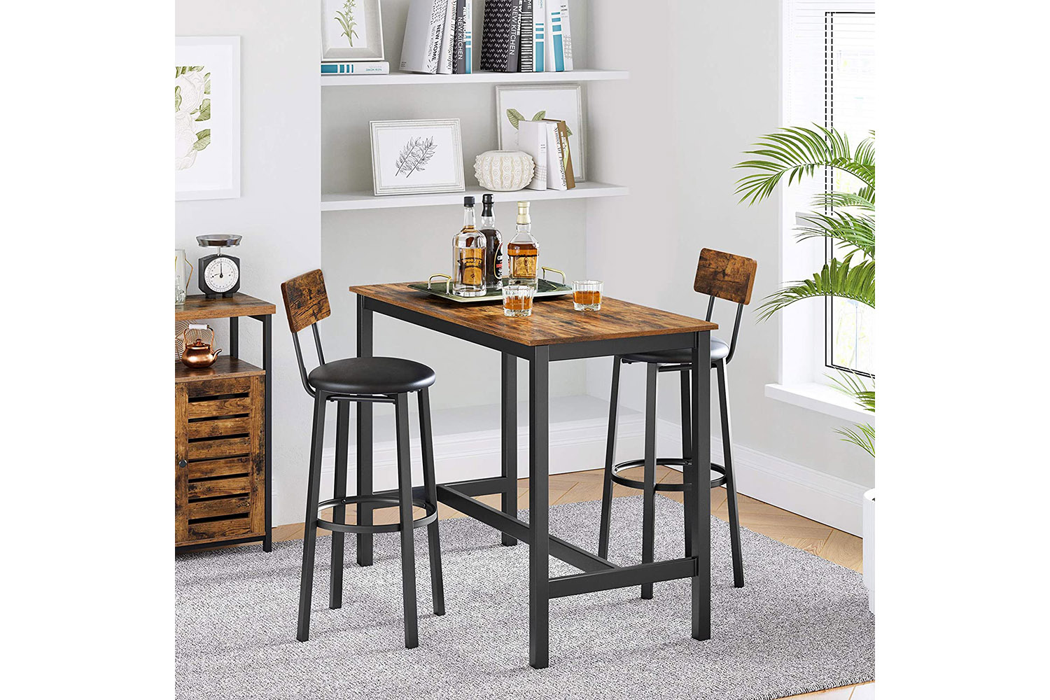 Vasagle Bar Stools | Set of 2 | Rustic Brown/Black