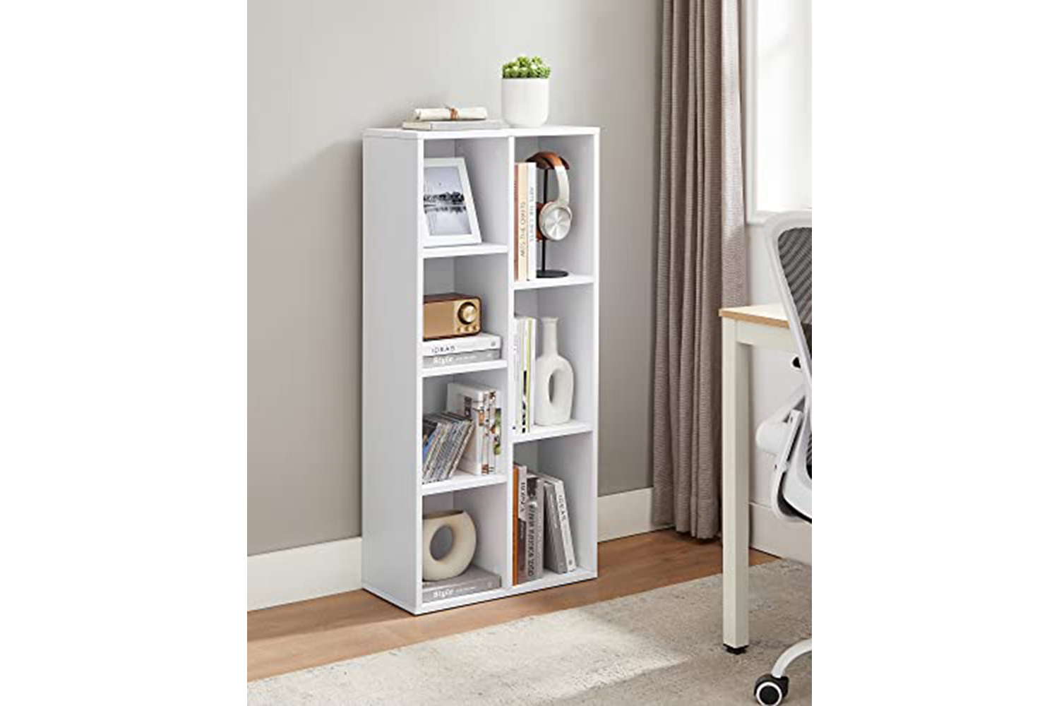 Vasagle Bookshelf with 7 Open Compartments | White