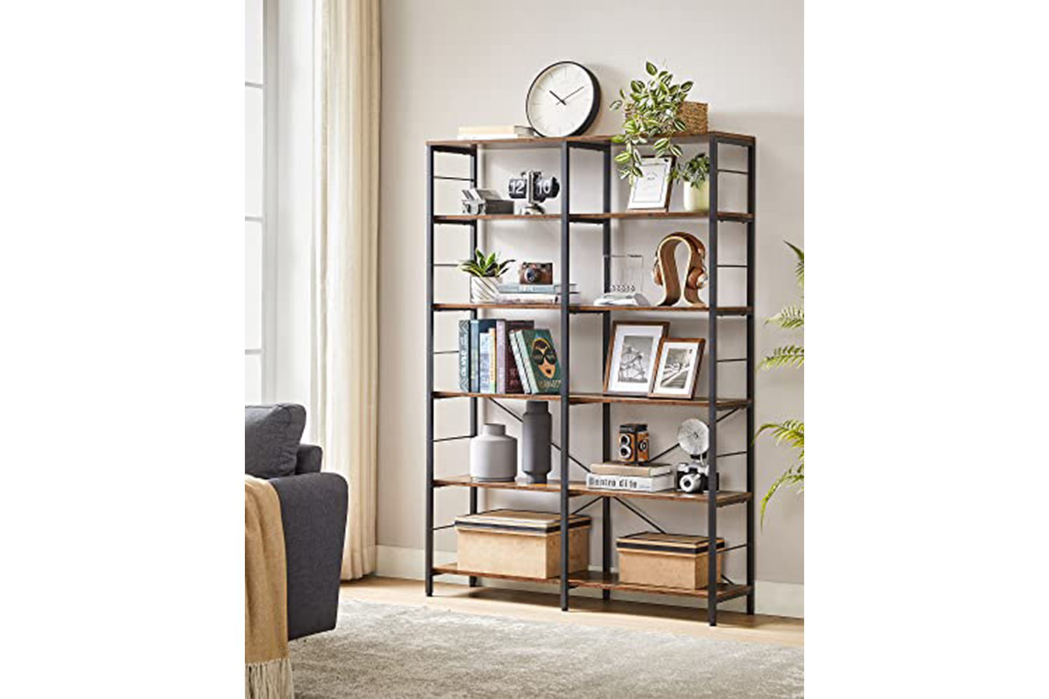 Vasagle Bookshelf | 6 Shelves | Vintage Brown/Black