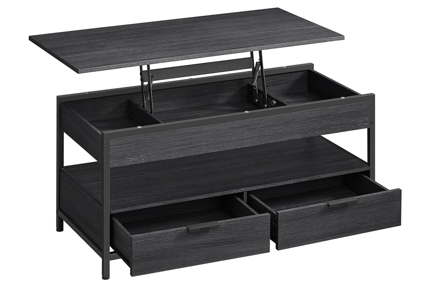 Vasagle Coffee Table with Storage Drawers | ‎Charcoal Grey/Ink Black