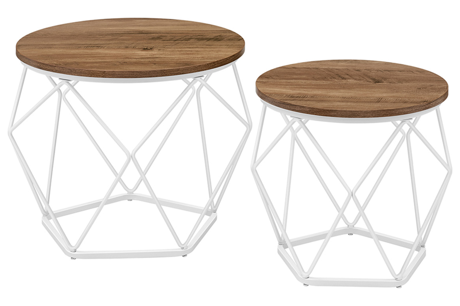 Vasagle Round Coffee Table | Set of 2 | Honey Brown/Cloud White