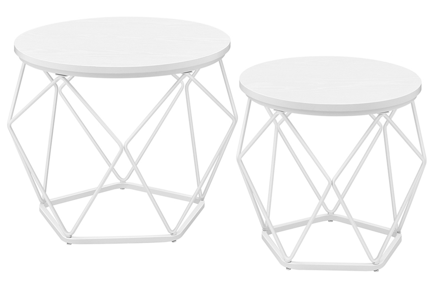 Vasagle Round Coffee Table | Set of 2 | Snow White/Cloud White