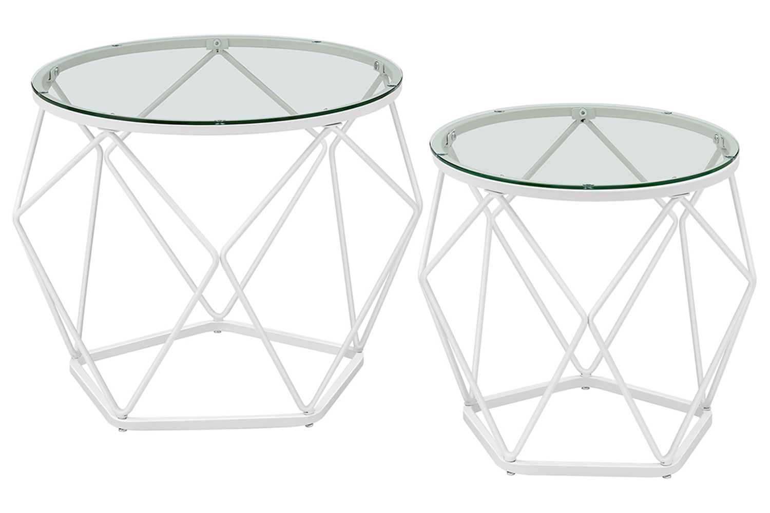 Vasagle Round Coffee Table | Set of 2 | Transparent/Cloud White