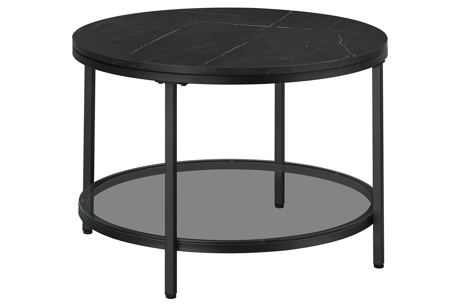 Vasagle Round Coffee Table | Marble Black/Ink Black