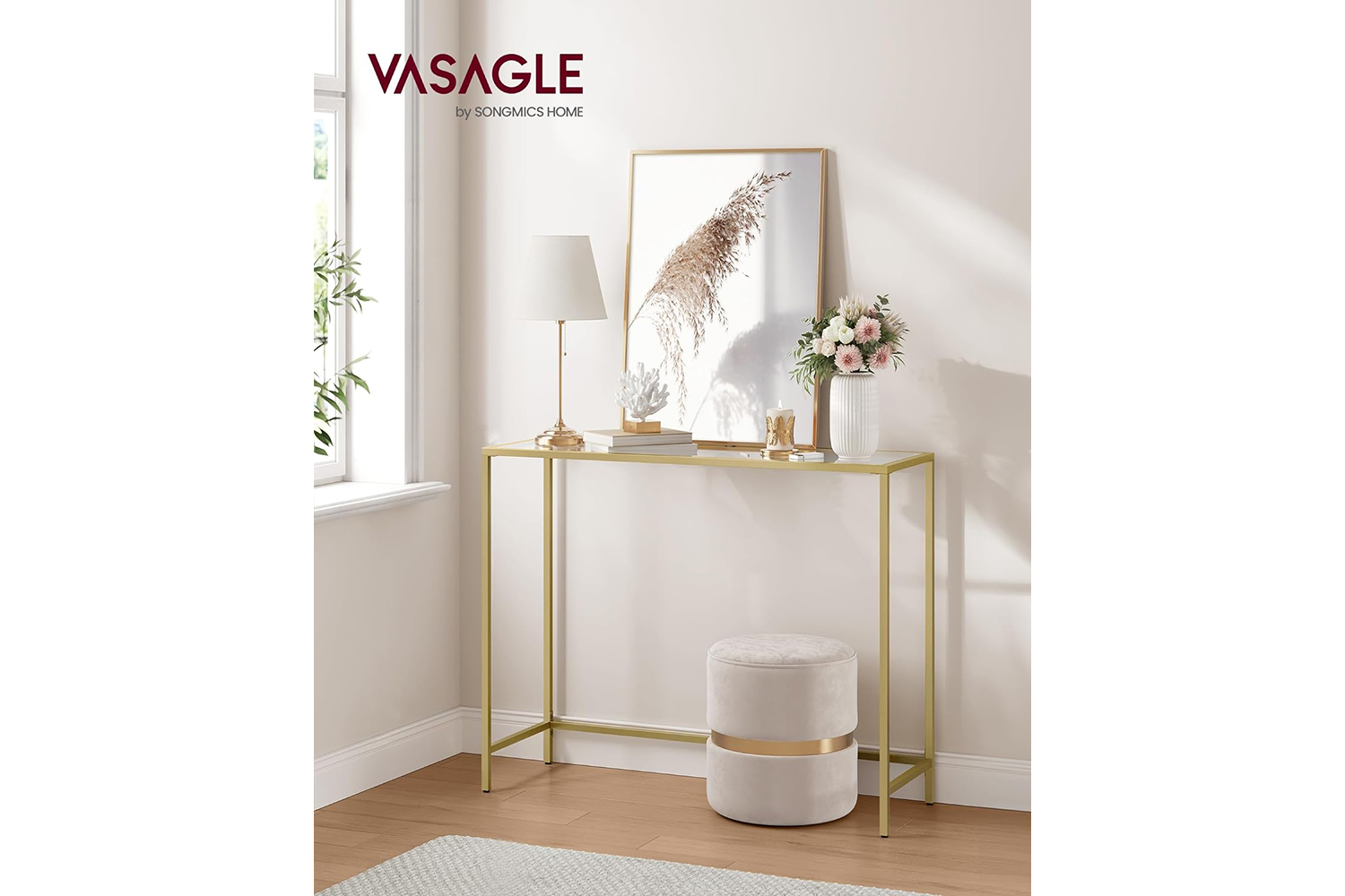 Vasagle Console Table | Pale Gold/Transparent
