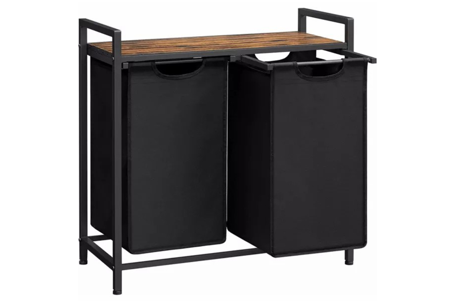 Vasagle Laundry Basket with 2 Compartments | Rustic Brown/Black
