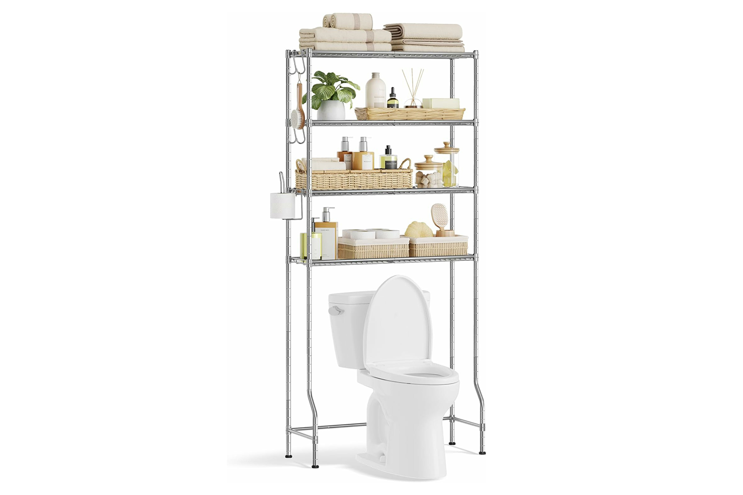 Songmics 4 Tier Over The Toilet Storage | Silver Gray
